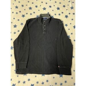 Tommy Hilfiger Men's Henley Pullover Sweater Size XXL Black Long Sleeve